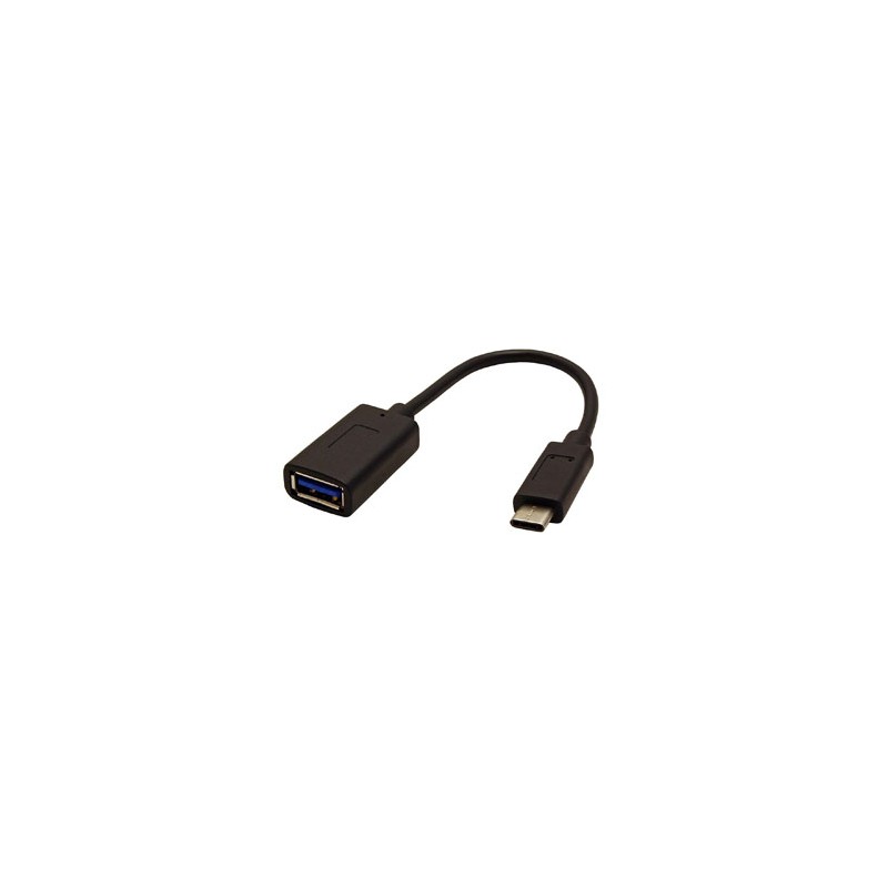 USB redukcja (3.0), USB C (M) - USB A F, 0.15m, okrągły, czarny, plastic bag, kabel OTG