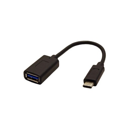 USB redukcja (3.0), USB C (M) - USB A F, 0.15m, okrągły, czarny, plastic bag, kabel OTG
