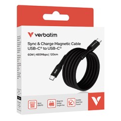 Verbatim USB-C kabel USB C (M) - USB C (M), 60W, 1.2m, magnetyczny, czarny, box, 31859