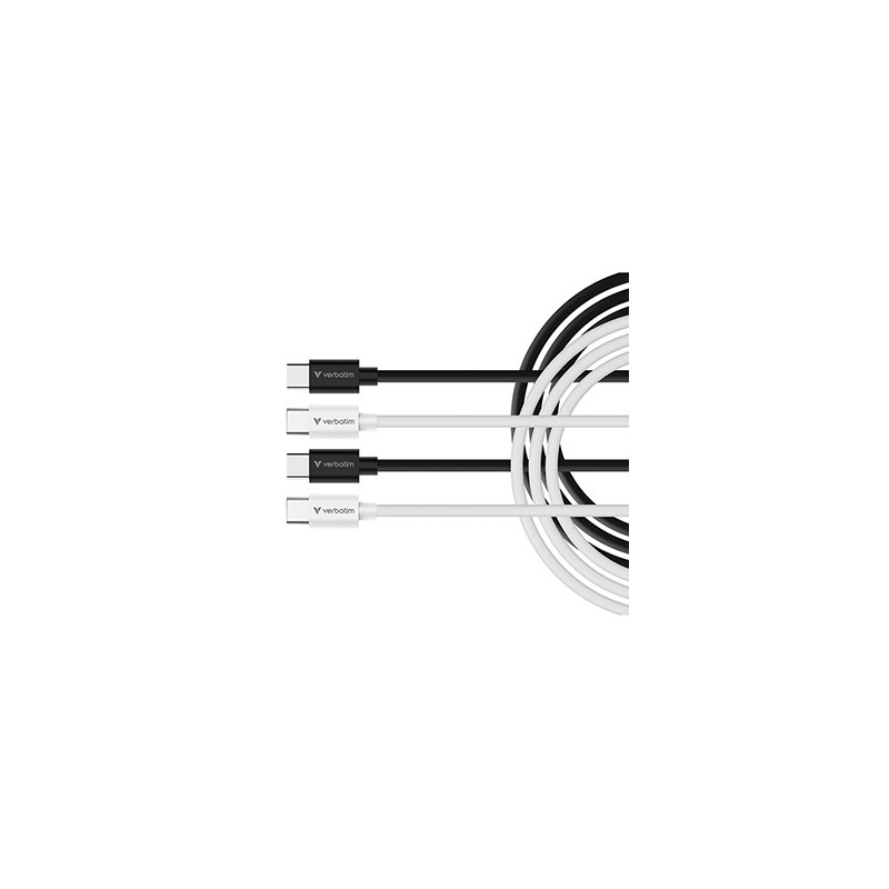 Verbatim USB kabel USB C (M) - USB C (M), 60W, 1m, czarno-biały, box, 32391