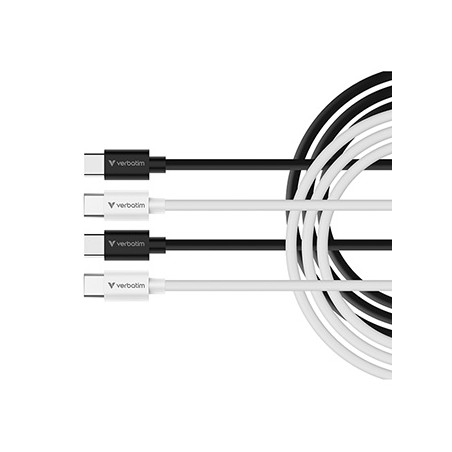 Verbatim USB kabel USB C (M) - USB C (M), 60W, 1m, czarno-biały, box, 32391