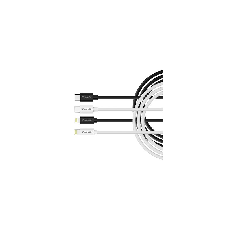 Verbatim USB kabel USB C (M) - Apple Lightning M, 27W, 1m, czarno-biały, box, 32392