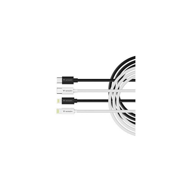 Verbatim USB kabel USB C (M) - Apple Lightning M, 27W, 1m, czarno-biały, box, 32392