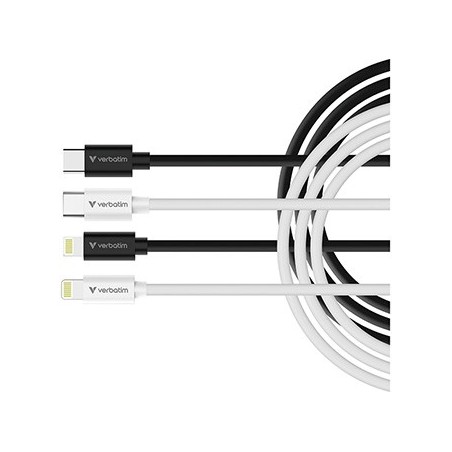 Verbatim USB kabel USB C (M) - Apple Lightning M, 27W, 1m, czarno-biały, box, 32392