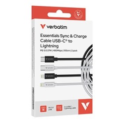 Verbatim USB kabel USB C (M) - Apple Lightning M, 27W, 1m, czarno-biały, box, 32392