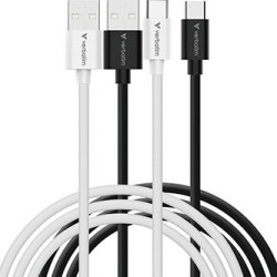 Verbatim USB kabel USB A M - USB C (M), 18W, 1m, czarno-biały, box, 32393