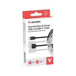 Verbatim USB kabel USB A M - USB C (M), 18W, 1m, czarno-biały, box, 32393