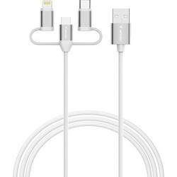 Verbatim USB kabel USB A M - Micro-B, USB-C, Lightning Cable, 18W, 1m, biała, box, 32394