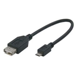 Logo USB kabel (2.0), microUSB (M) - USB A F, 0.2m, OTG, czarny