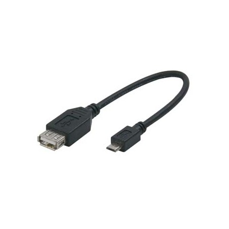Logo USB kabel (2.0), microUSB (M) - USB A F, 0.2m, OTG, czarny
