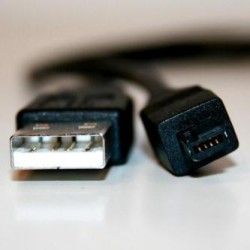 Logo USB kabel (1.1), USB A M - 4-pin M, 0.7m, nawijany, czarny, HIROSE, EOL