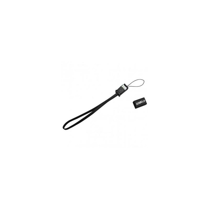 Logo USB kabel (2.0), USB A M - microUSB (M), 0.3m, czarny, smycz na nadgarstek, EOL