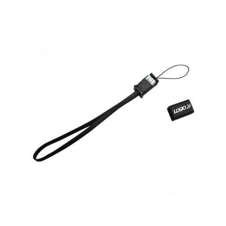Logo USB kabel (2.0), USB A M - microUSB (M), 0.3m, czarny, smycz na nadgarstek, EOL