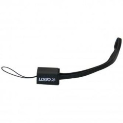 Logo USB kabel (2.0), USB A M - microUSB (M), 0.3m, czarny, smycz na nadgarstek, EOL