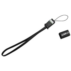 Logo USB kabel (2.0), USB A M - microUSB (M), 0.3m, czarny, blister, smycz na nadgarstek, EOL