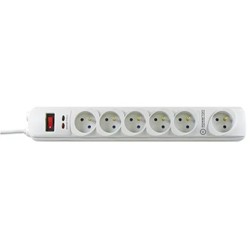Powerton ENERGY PLUGIX, 3m, 6 gniazdek, biała, LED indikace, EOL