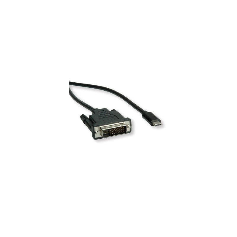 USB/Video kabel, DP Alt Mode, USB C (M) - DVI (24+1) M, 1 m, okrągły, czarny, plastic bag, EOL