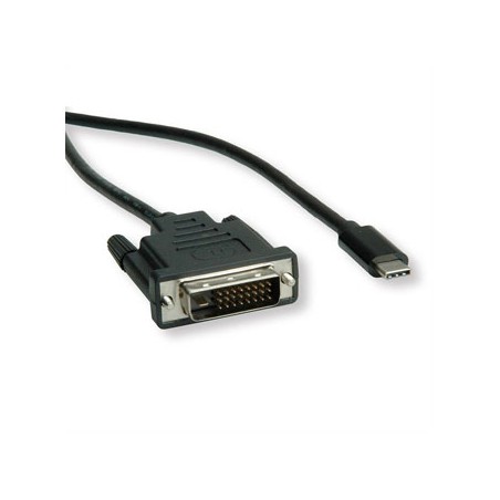 USB/Video kabel, DP Alt Mode, USB C (M) - DVI (24+1) M, 2 m, okrągły, czarny, plastic bag, EOL