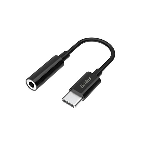 USB/Audio adapter, USB C (M) - Jack (3,5mm) F, stereo, czarna, Genius ACC-C100