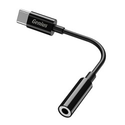 USB/Audio adapter, USB C (M) - Jack (3,5mm) F, stereo, czarna, Genius ACC-C100