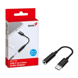 USB/Audio adapter, USB C (M) - Jack (3,5mm) F, stereo, czarna, Genius ACC-C100