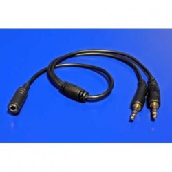 Audio rozgałęziacz, Jack (3,5mm) F - 2x Jack (3.5mm) M, stereo, czarna, Logo, EOL