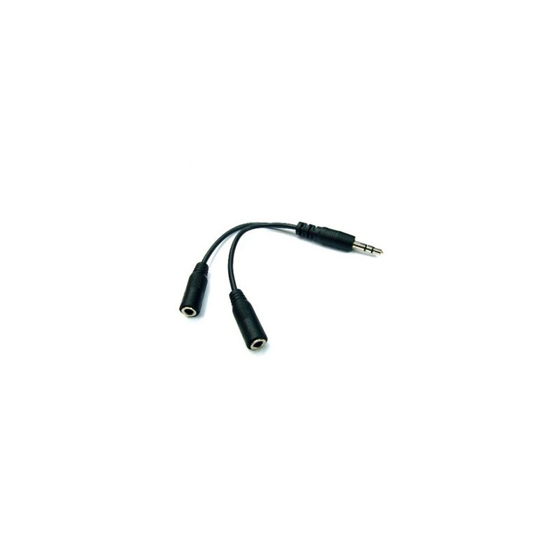 Audio rozgałęziacz, Jack (3,5mm) M - 2x Jack (3.5mm) F, 0.2 m, stereo, czarna, przewodowa