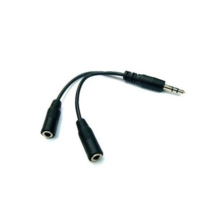 Audio rozgałęziacz, Jack (3,5mm) M - 2x Jack (3.5mm) F, 0.2 m, stereo, czarna, przewodowa
