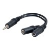 Audio rozgałęziacz, Jack (3,5mm) M - 2x Jack (3.5mm) F, 0.2 m, stereo, czarna, przewodowa