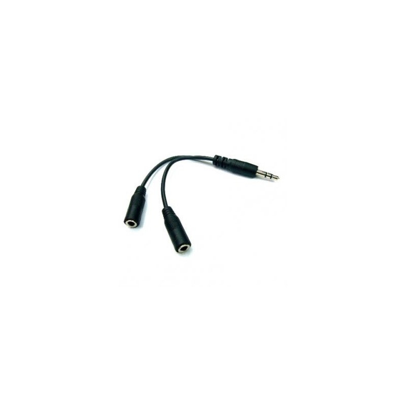 Audio rozgałęziacz, Jack (3,5mm) M - 2x Jack (3.5mm) F, 0.2 m, stereo, czarna, Logo przewodowa, EOL