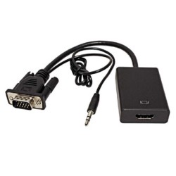 Video adapter, VGA (D-sub) (M) + audio jack (3.5mm) (M) - HDMI F, HDMI 1.3 - Standard, czarna, Logo blister, EOL