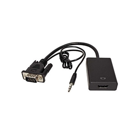 Video adapter, VGA (D-sub) (M) + audio jack (3.5mm) (M) - HDMI F, HDMI 1.3 - Standard, czarna, Logo blister, EOL