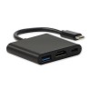 USB/Video Adapter  + HUB, DP Alt Mode, USB C (M) - HDMI F + USB C F (PD) + USB A F, czarny, All New box 4K2K@30Hz, USB Power Del
