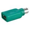 USB-PS/2 redukcja, do myszy, PS/2 M - USB A F, zielona, Logo blister, EOL