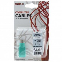 USB-PS/2 redukcja, do myszy, PS/2 M - USB A F, zielona, Logo blister, EOL