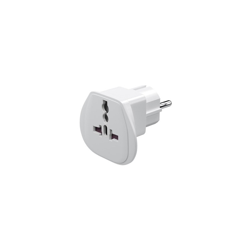 230V Adapter podróżny, CEE7 (widelec) - gniazdo, biały, do zagranicznego gniazda