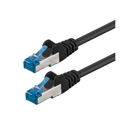 Przewód LAN S/FTP patchcord, Cat.6a, RJ45 M - RJ45 M, 50 m, podwójnie ekranowany, LSOH, czarny, 10 Gb/s economy