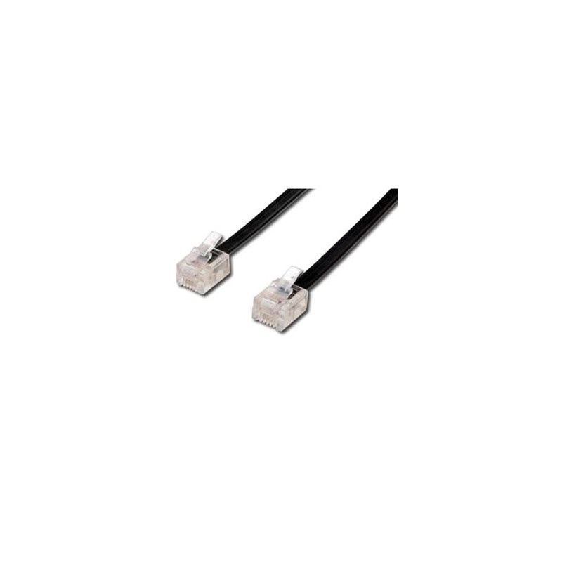 Kabel telefoniczny 4-żyłowy, RJ11 M - RJ11 M, 3 m, czarny, do ADSL modem economy, EOL