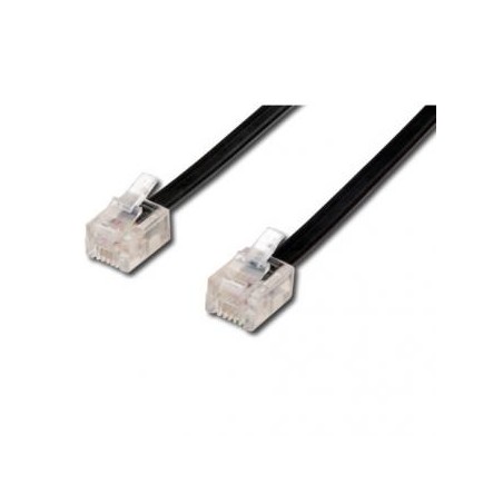 Kabel telefoniczny 4-żyłowy, RJ11 M - RJ11 M, 10 m, czarny, do ADSL modem economy, EOL
