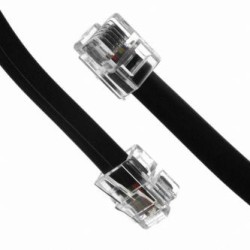 Kabel telefoniczny 4-żyłowy, RJ11 M - RJ11 M, 10 m, czarny, do ADSL modem economy, EOL