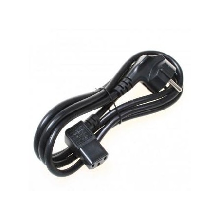 Kabel sieciowy 230V zasilacz, CEE7 (widelec) - C13, 2m, VDE approved, czarny, Logo, łamany