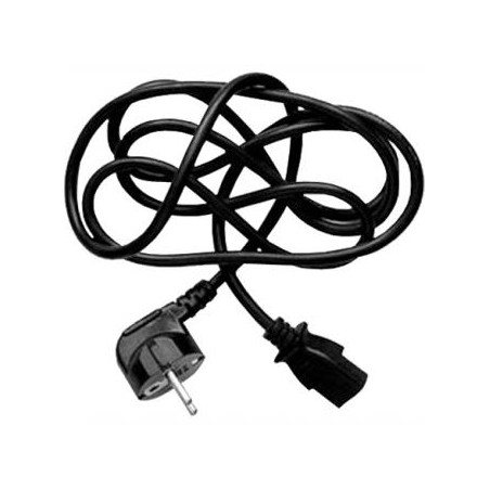 Kabel sieciowy 230V zasilacz, CEE7 (widelec) - C13, 2m, VDE approved, czarny, Logo