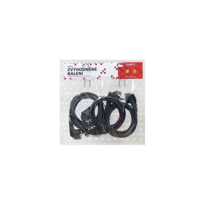 Kabel sieciowy 230V zasilacz, CEE7 (widelec) - C13, 2m, VDE approved, czarny, Logo, 5-pack, cena za 1 szt., EOL