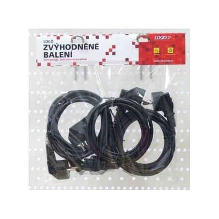 Kabel sieciowy 230V zasilacz, CEE7 (widelec) - C13, 2m, VDE approved, czarny, Logo, 5-pack, cena za 1 szt., EOL