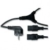 Kabel sieciowy 230V zasilacz, CEE7 (widelec) - C13 2x, 2m, VDE approved, czarny, Logo, rozgałęziacz, EOL
