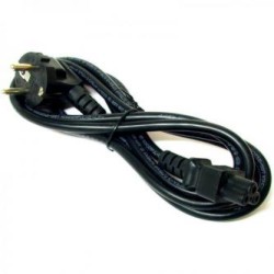 Kabel sieciowy 230V do zasilacza laptopa, CEE7 (widelec) - C5, 2m, VDE approved, czarny, Logo, koncówka C5, EOL