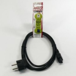 Kabel sieciowy 230V do zasilacza laptopa, CEE7 (widelec) - C5, 2m, VDE approved, czarny, Logo, koncówka C5, EOL