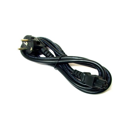 Kabel sieciowy 230V do zasilacza laptopa, CEE7 (widelec) - C5, 2m, VDE approved, czarny, Logo, blister, koncówka C5, EOL