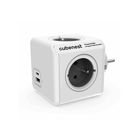 Cubenest - PowerCube, 0.1m, Original USB PD20W, A+C, szara, POWERCUBE, 4 gniazda, USB A+C, Power Delivery 20W