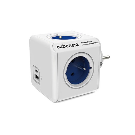 Cubenest - PowerCube, 0.1m, Original USB PD 20W, A+C, niebieska, POWERCUBE, 4 gniazda, USB A+C, Power Delivery 20W